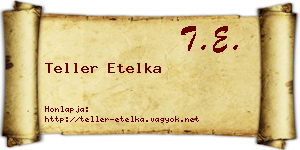 Teller Etelka névjegykártya